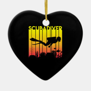 Scuba Diver Silhouette Tauchen Schwimmen Meerestau Keramik Ornament