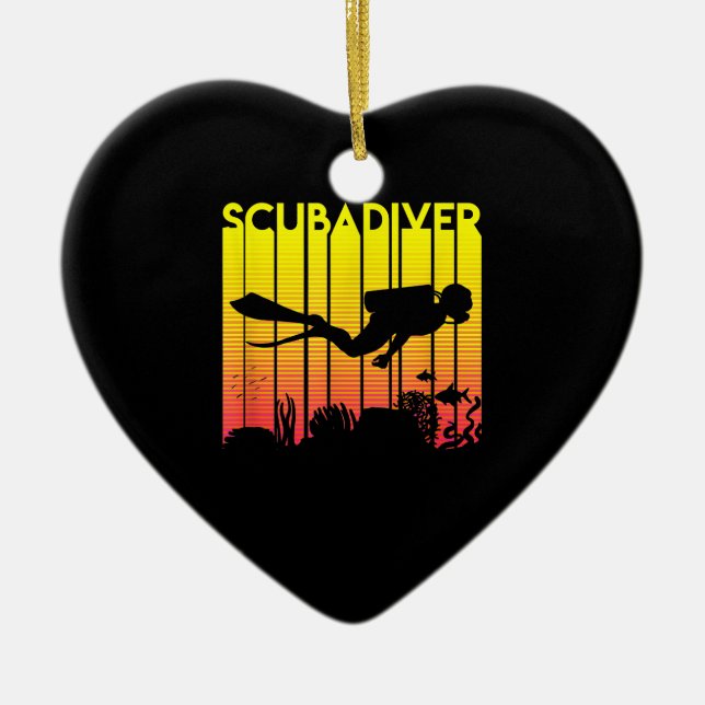 Scuba Diver Silhouette Tauchen Schwimmen Meerestau Keramik Ornament (Vorne)
