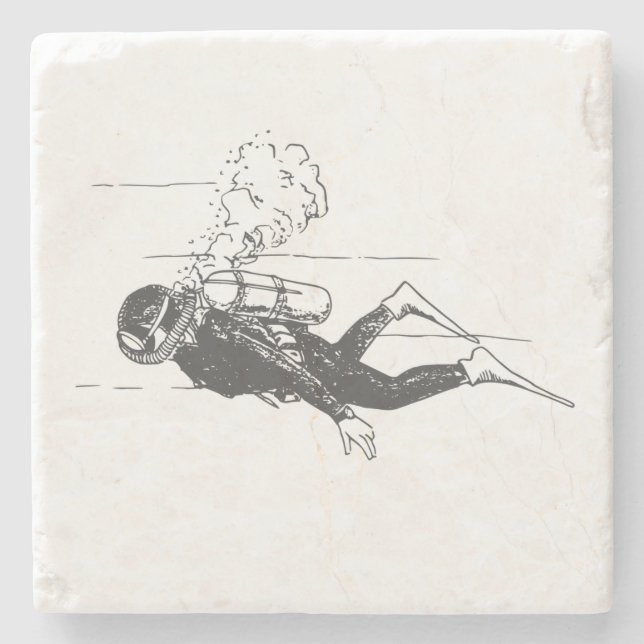 Scuba Diver Steinuntersetzer (Vorderseite)