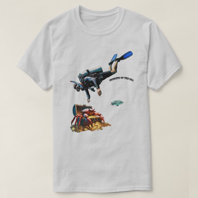 SCUBA Diver und eine Schatztruhe von Goldmünzen UR T-Shirt (Design vorne)
