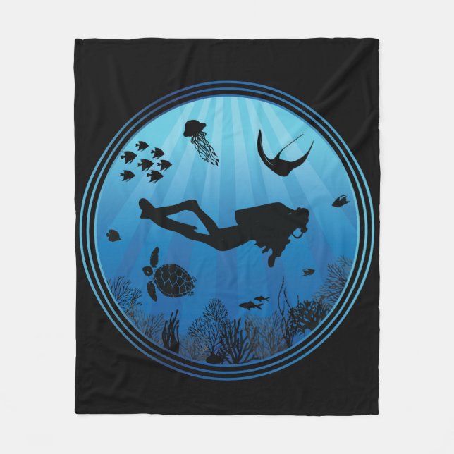 Scuba Diver Unterwasser Fleecedecke (Vorderseite)
