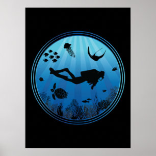 Scuba Diver Unterwasser Poster