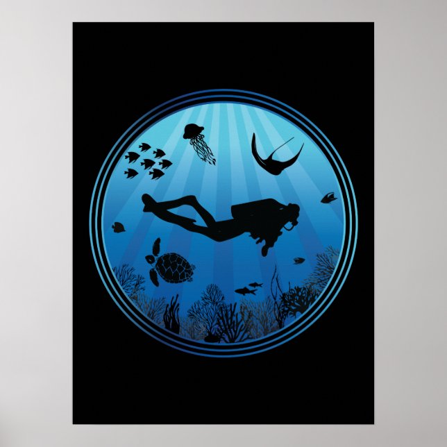Scuba Diver Unterwasser Poster (Vorne)