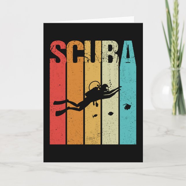 Scuba Diver Vintag Retro Karte (Vorderseite)