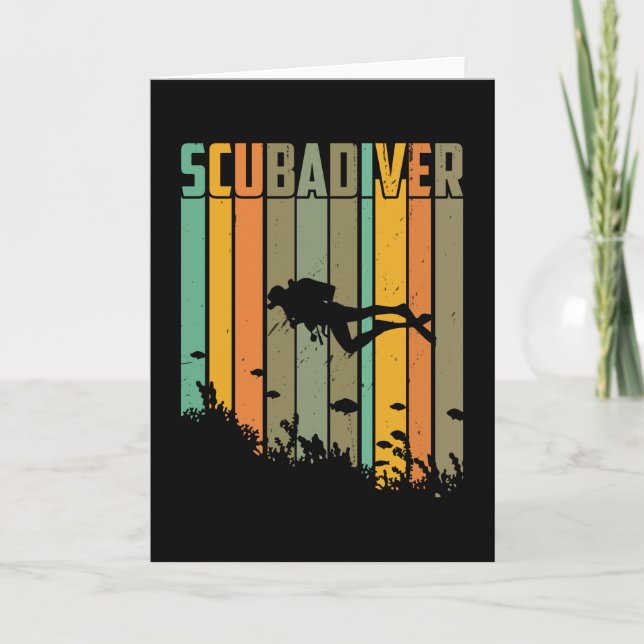 Scuba Diver Vintag Retro Karte (Vorderseite)