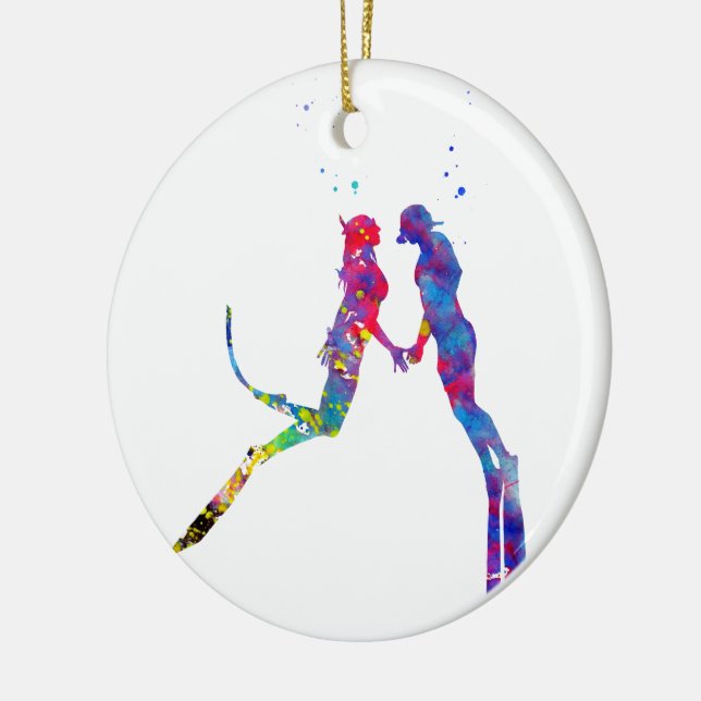 Scuba Divers Couple Keramik Ornament (Links)