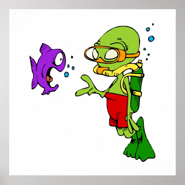 Scuba Diving Alien Poster (Vorne)
