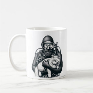 Scuba Diving Cat Vater Kaffeetasse