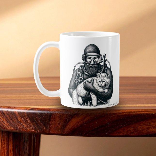 Scuba Diving Cat Vater Kaffeetasse (Scuba Diving Cat Dad)