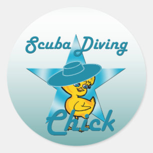 Scuba Diving Chick #7 Runder Aufkleber