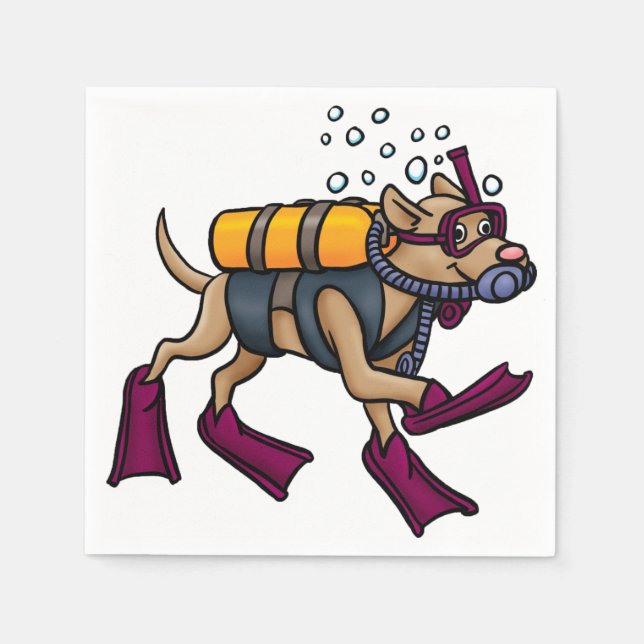 Scuba Diving Dog Paper Napkins Serviette (Vorderseite)