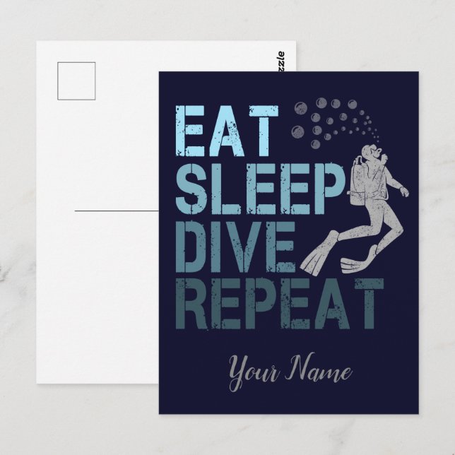 Scuba Diving Eat Sleep Dive Wiederholung Sprichwor Postkarte (Vorne/Hinten)