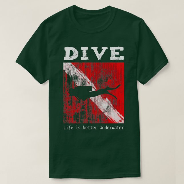 Scuba Diving Flag Life is Better Underwater 1 T-Shirt (Design vorne)
