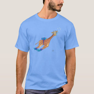 Scuba Diving Giraffe Watercolor T-Shirt