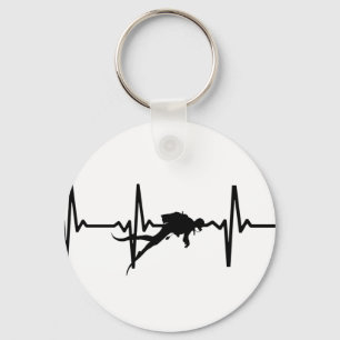 Scuba Diving Heart Pulse Key Ring Schlüsselanhänger