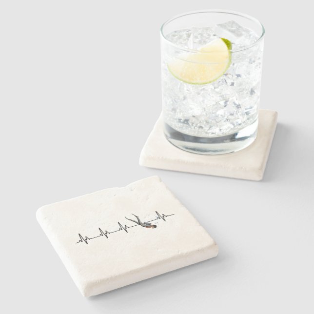 SCUBA Diving Heartbeat Steinuntersetzer (Seitenansicht)