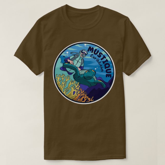 Scuba Diving in Mustique Karibik T-Shirt (Design vorne)