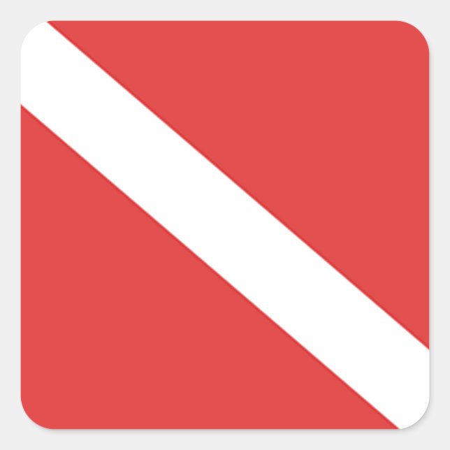 Scuba Diving Logo - Red White Flag für Taucher Quadratischer Aufkleber (Vorderseite)