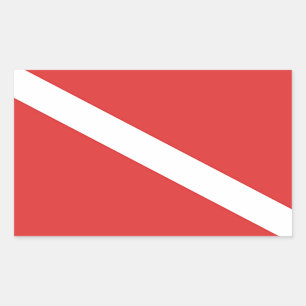 Scuba Diving Logo - Red White Flag für Taucher Rechteckiger Aufkleber