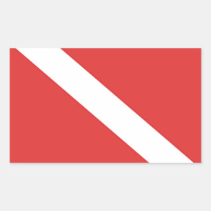 Scuba Diving Logo - Red White Flag für Taucher Rechteckiger Aufkleber