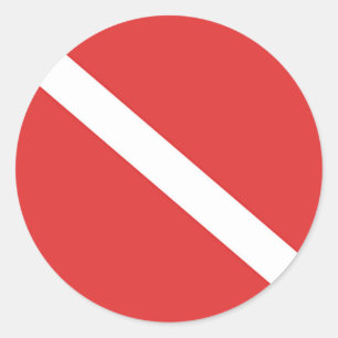 Scuba Diving Logo - Red White Flag für Taucher Runder Aufkleber