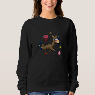 Scuba Diving Schnorcheln Llama Tintenfisch Octopus Sweatshirt