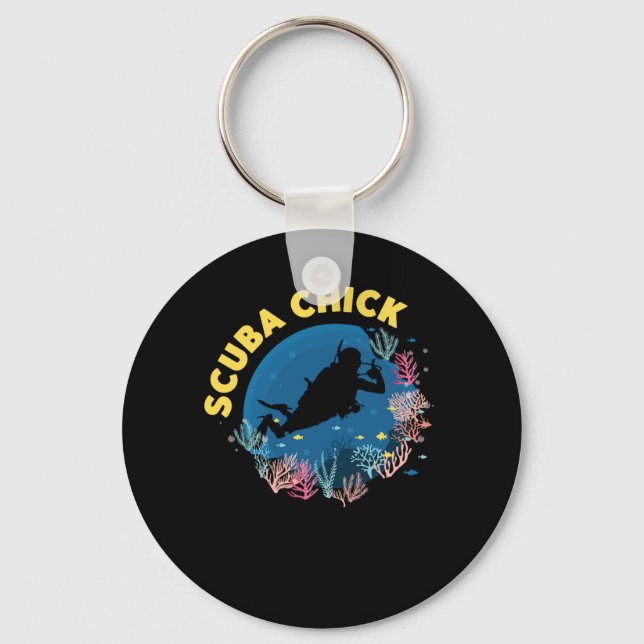 Scuba Diving Scuba Chick Schlüsselanhänger (Vorderseite)