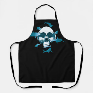 Scuba Diving Skull and Sharks Graphic Design Schürze