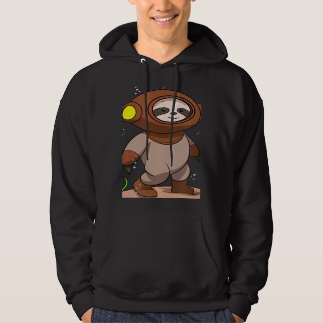 Scuba Diving Snorkeling Sloth Lazy Tired Dive Slee Hoodie (Vorderseite)