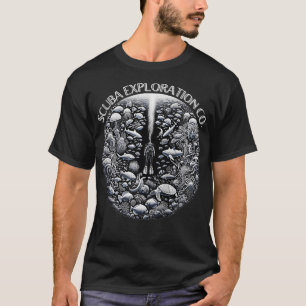 Scuba Exploration Dive Ocean Design mit Fisch und T-Shirt