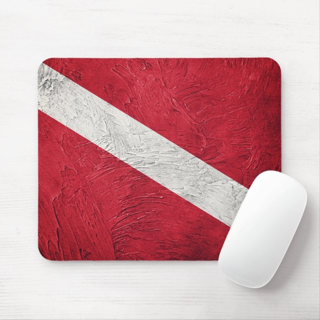 Scuba Fahne im Vintagen Stil. Tauchflagge Mousepad (Mit Mouse)