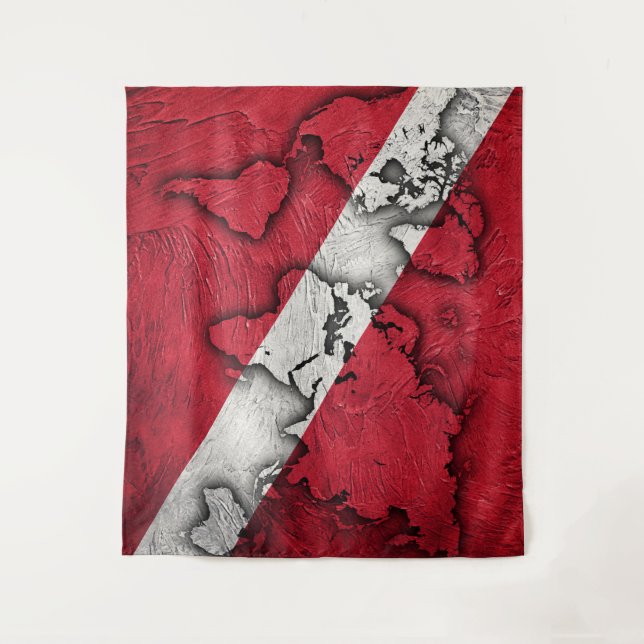 Scuba Fahne im Vintagen Stil. Tauchflagge Wandteppich (Vorderseite)