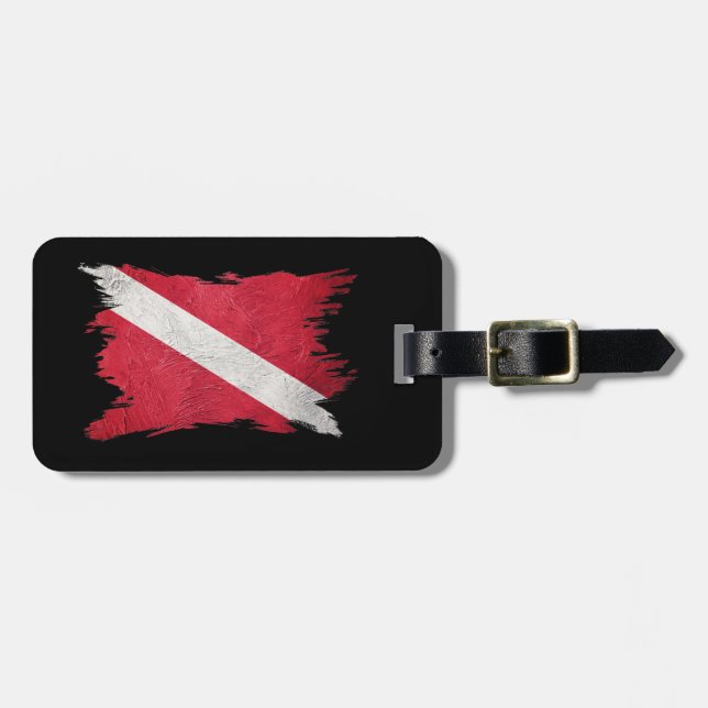 Scuba-Flagge, Pinselstrich, Taucherabtrieb, Tauchf Gepäckanhänger (Vorderseite horizontal)