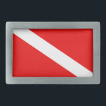 Scuba-Flagge Rechteckige Gürtelschnalle<br><div class="desc">Taucher "scuba diver" "scuba diving" Flagge "dive flag" "diver down" "scuba flag"</div>