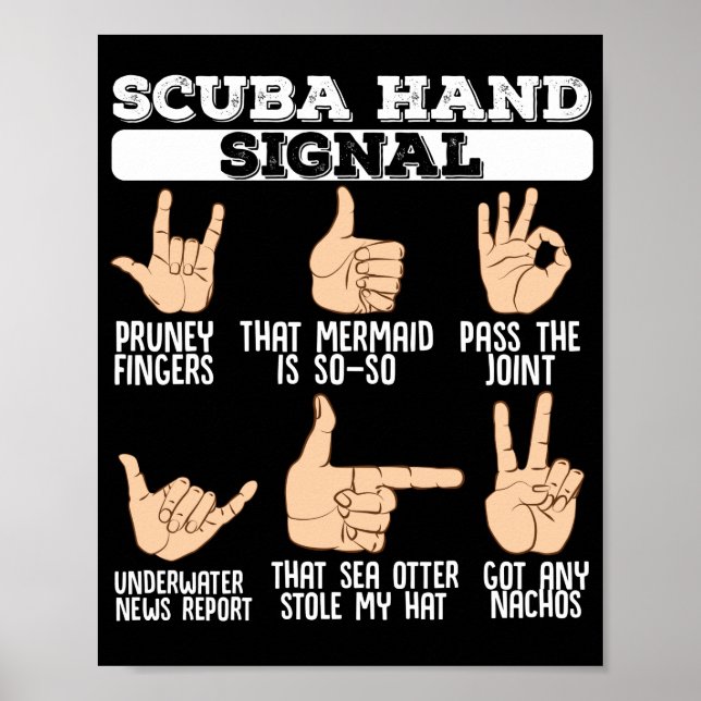 Scuba Hand signalisiert Scuba Diver Poster (Vorne)