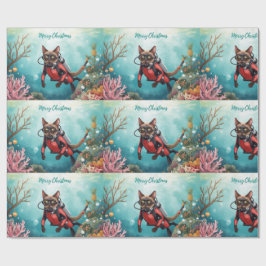 Scuba-Katze Unterwasser-Feiertag Frohe Weihnachten Geschenkpapier