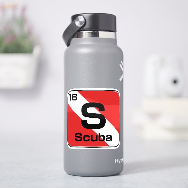 Scuba Periodic table dive flag sticker (HydroFlask)