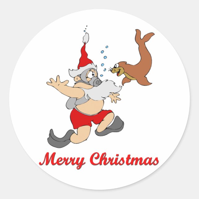 Scuba Santa Sticker (Vorderseite)