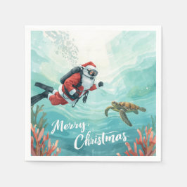 Scuba Santa Underwater Christmas Serviette