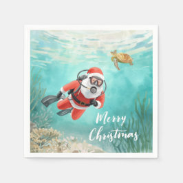 Scuba Santa Underwater Christmas Serviette