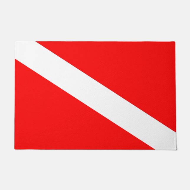 Scuba-Taucher-Symbol mit roter Diagonale Fußmatte (Vorderseite)