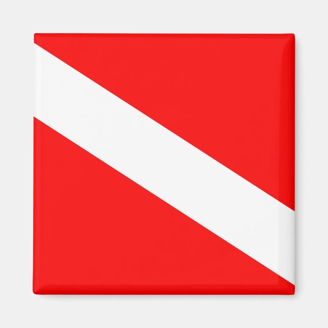 Scuba-Taucher-Symbol mit roter Diagonale Magnet (Vorne)