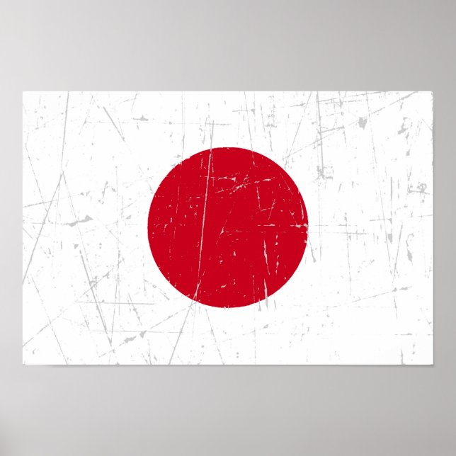 Scuffe und Scratched japanische Flagge Poster (Vorne)