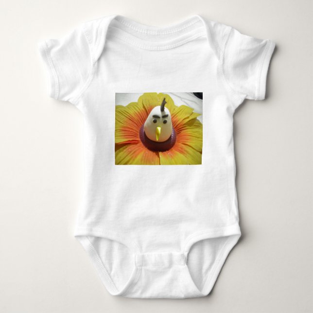 Sculpted Bird in Sunflower Art Print Baby Strampler (Vorderseite)