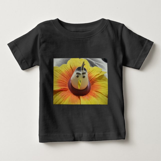 Sculpted Bird in Sunflower Art Print Baby T-shirt (Vorderseite)