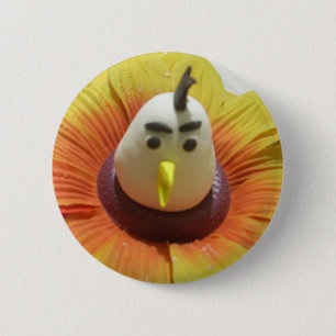 Sculpted Bird in Sunflower Art Print Button