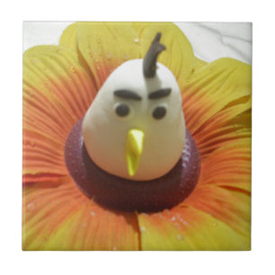 Sculpted Bird in Sunflower Art Print Fliese