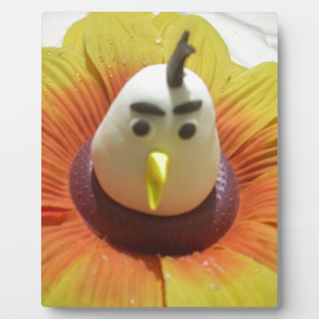 Sculpted Bird in Sunflower Art Print Fotoplatte (Vorderseite)