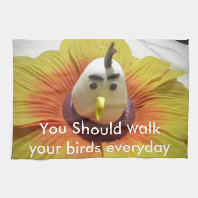 Sculpted Bird in Sunflower Art Print Geschirrtuch (Horizontal)