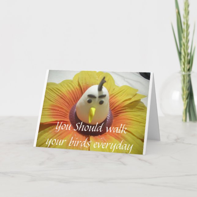 Sculpted Bird in Sunflower Art Print Karte (Vorderseite)